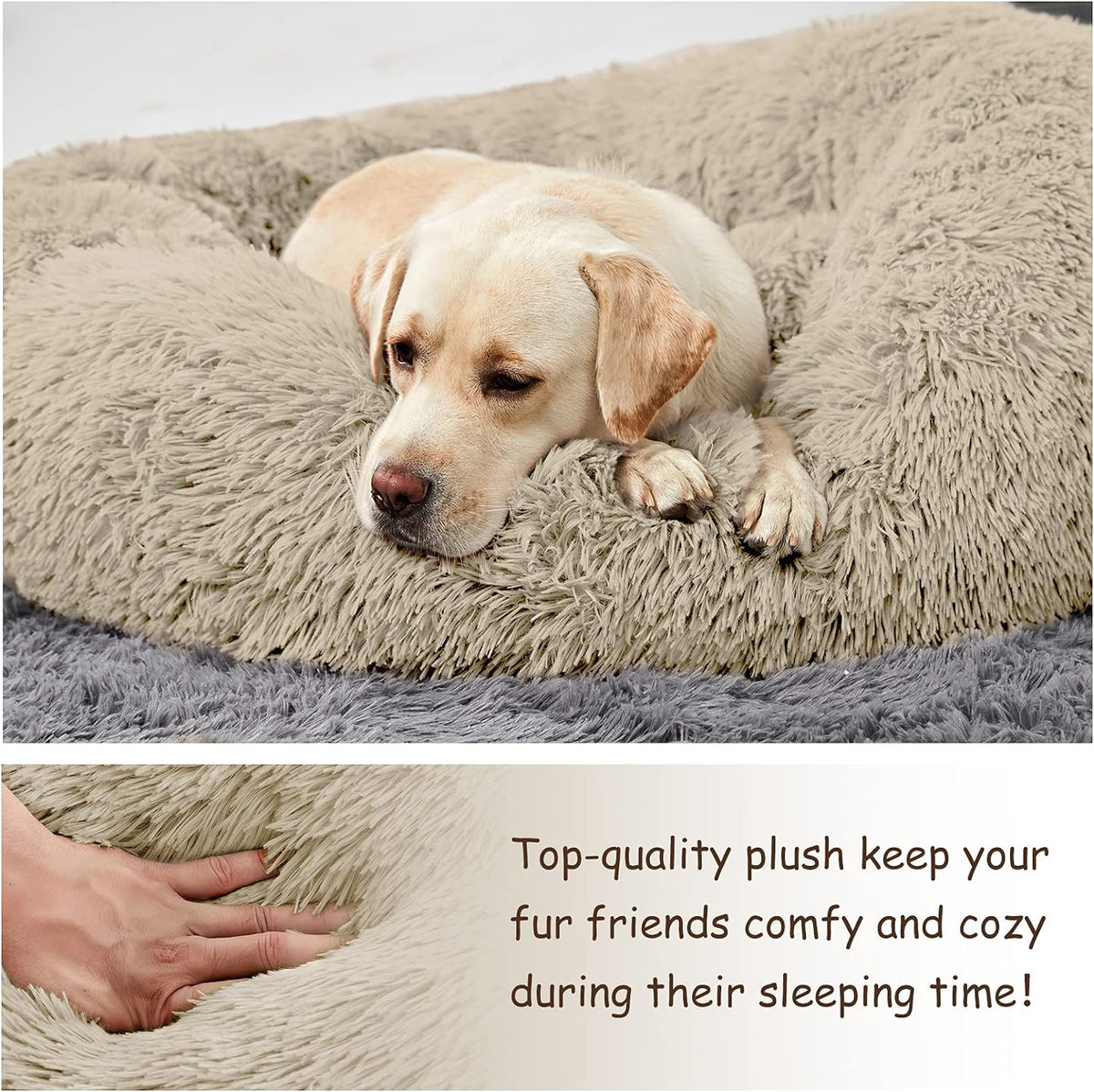 Large Washable Donut Dog Bed - Comfortable Calming Cuddler