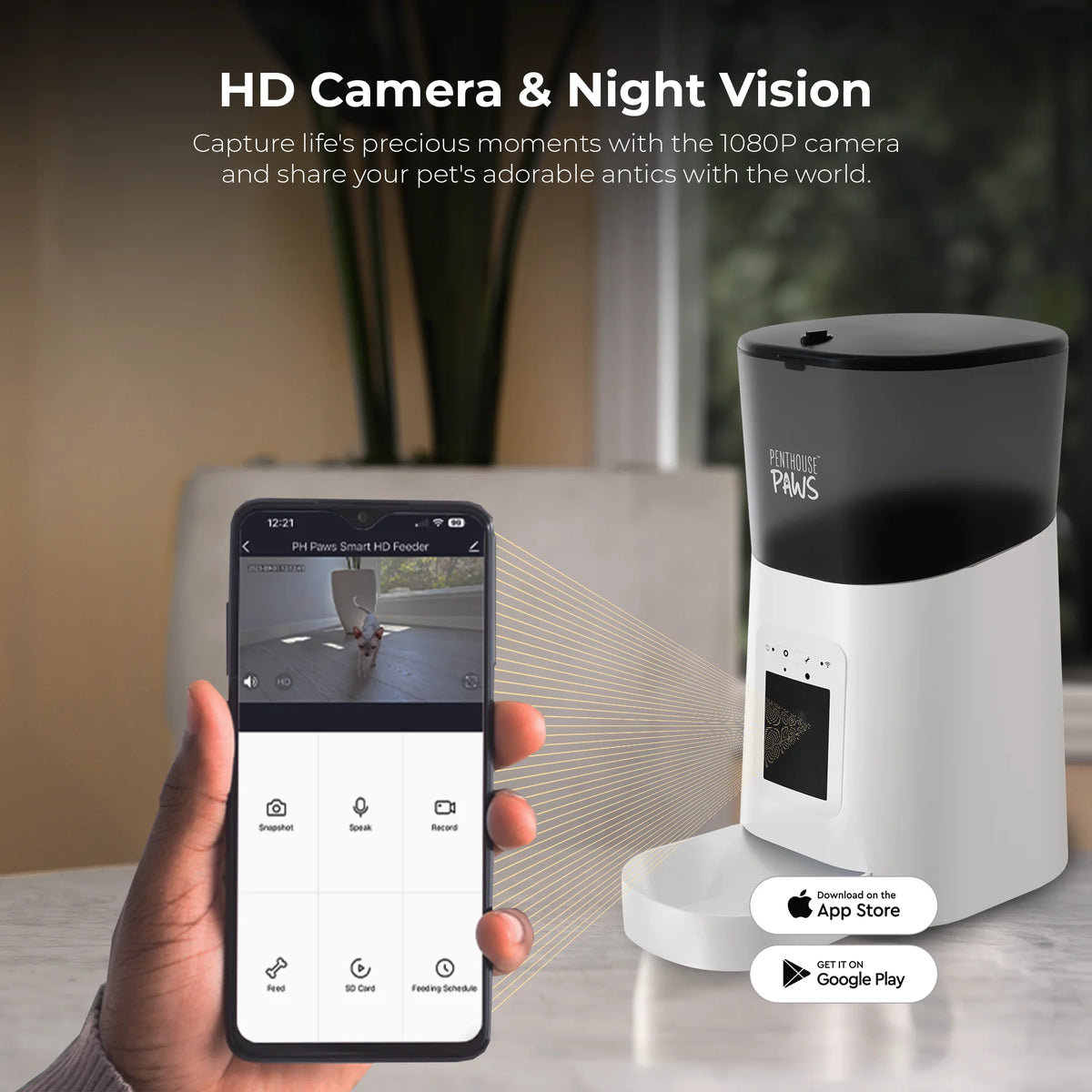 Revolutionize Feeding Time with the Penthouse Paws Smart HD Pet Feeder – 6L Capacity, 1080P Camera, Two-Way Audio, and Meal Scheduling for Happy, Healthy Pets!