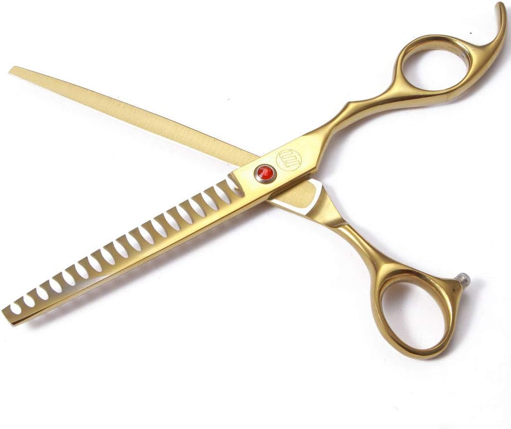 Professional Dog Grooming Scissors Set - 7 Inch and 8 Inch Shears, Curved and Thinning Scissors with Grooming Comb for Pet Grooming