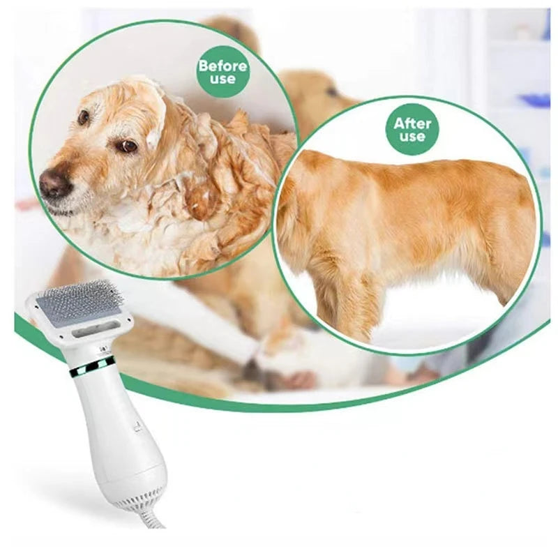 2-in-1 Low Noise Pet Dryer and Grooming Kit for Dogs and Cats with Comb Brush Attachment