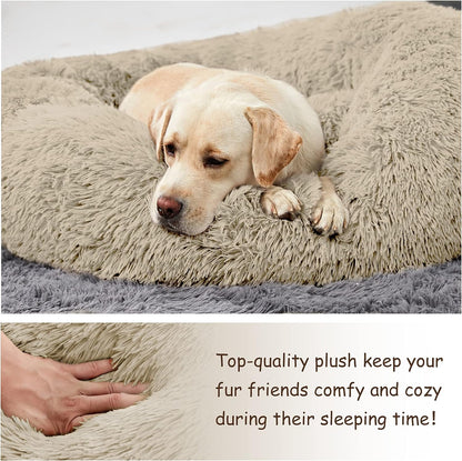 Large Washable Donut Dog Bed - Comfortable Calming Cuddler