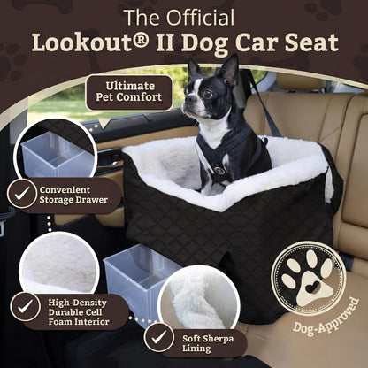 Elevate Your Pup's Comfort with the Lookout II Dog Car Seat - Perfect for Small Dogs Up to 18 lbs in Stylish Black Quilted Design