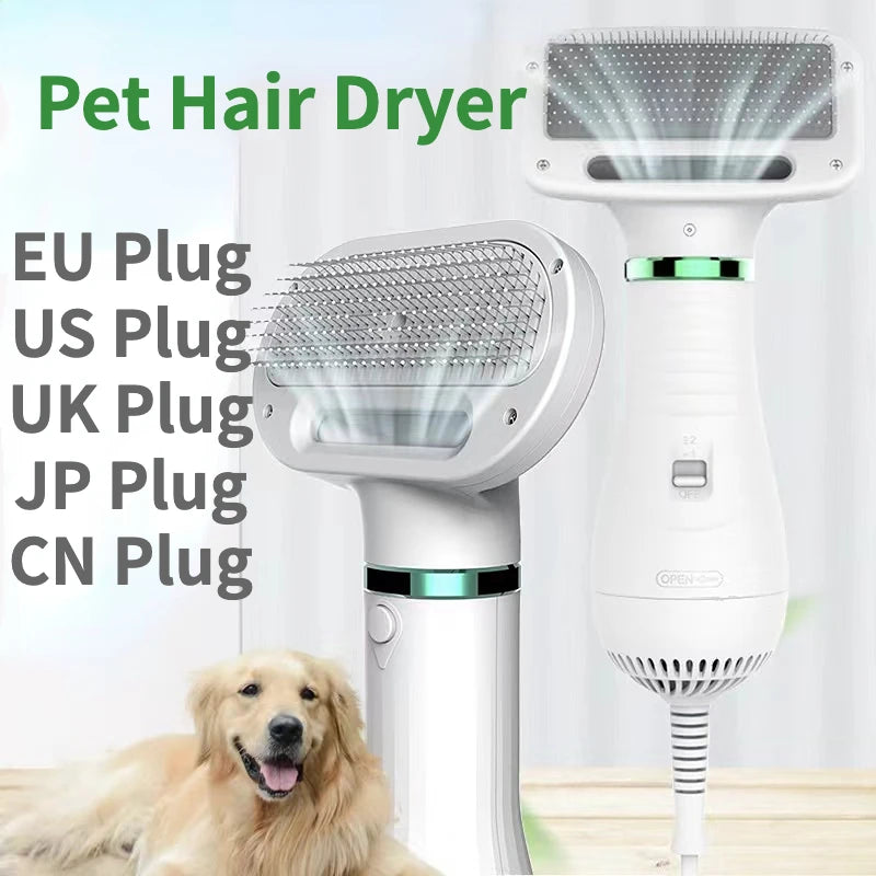 2-in-1 Low Noise Pet Dryer and Grooming Kit for Dogs and Cats with Comb Brush Attachment