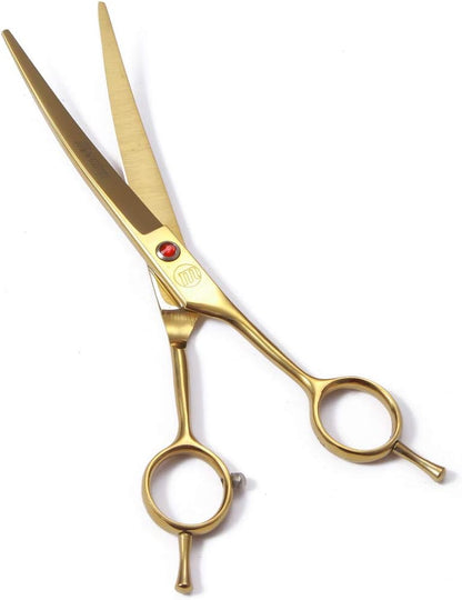 Professional Dog Grooming Scissors Set - 7 Inch and 8 Inch Shears, Curved and Thinning Scissors with Grooming Comb for Pet Grooming