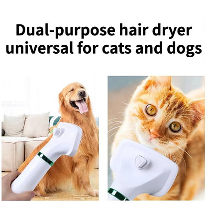 2-in-1 Low Noise Pet Dryer and Grooming Kit for Dogs and Cats with Comb Brush Attachment