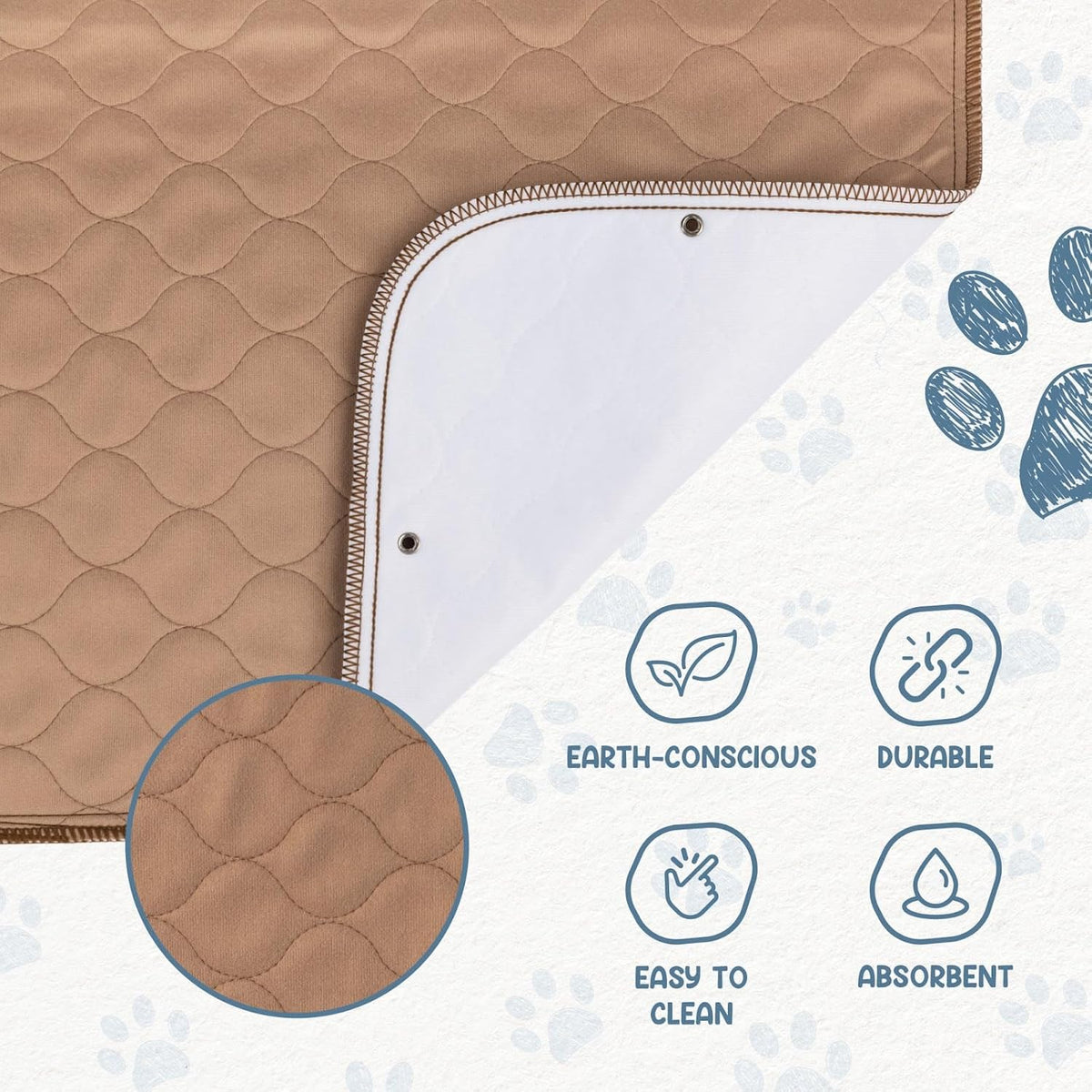 Washable Waterproof Reusable Dog Pee Pads, 60x60 Inches, Single Pack