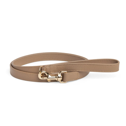 Elegant Caffe Latte Leather Dog Leash - Handcrafted in Italy for Comfort and Style