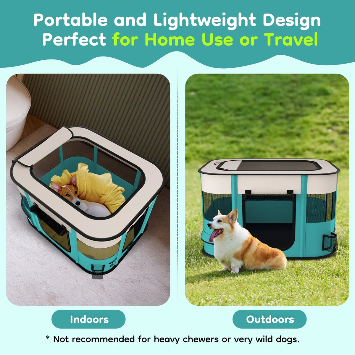 Foldable Portable Pet Playpen for Dogs and Cats - Exercise Kennel Tent with Removable Shade Cover for Indoor and Outdoor Use (Medium)