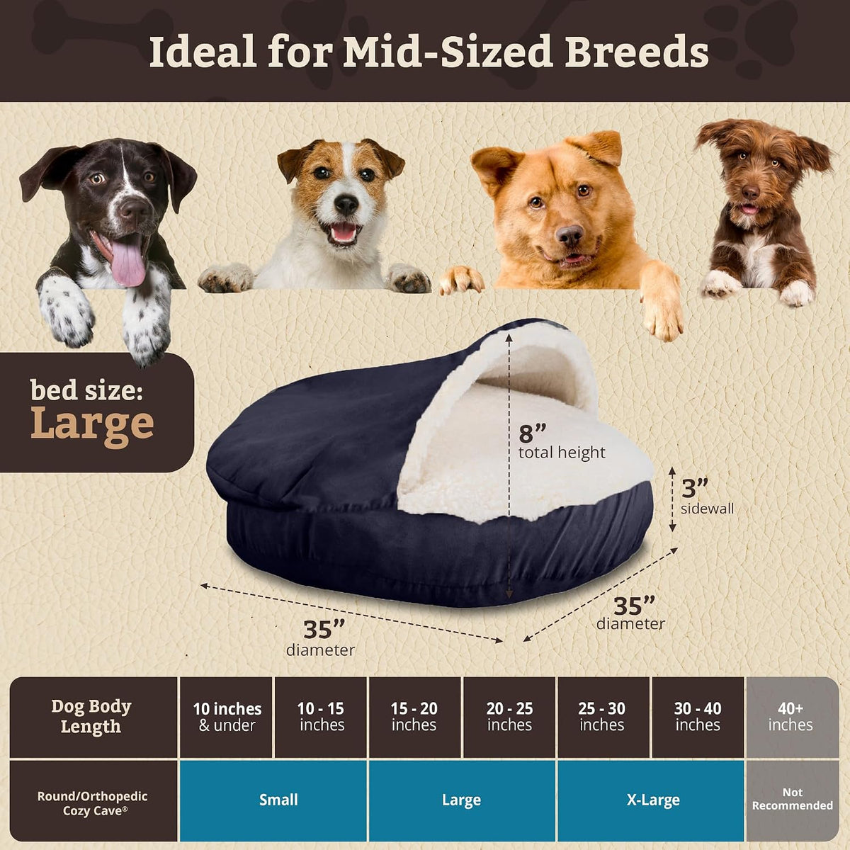 Indulge Your Pet with the Navy Cozy Cave Round Dog Bed - Perfect for Snuggling!