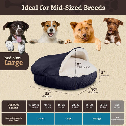 Indulge Your Pet with the Navy Cozy Cave Round Dog Bed - Perfect for Snuggling!