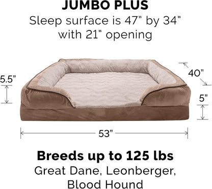 Luxurious Orthopedic Dog Bed with Removable Bolsters & Washable Cover - Ideal for Large Dogs Up to 125 lbs - Plush Brownstone Comfort Sofa
