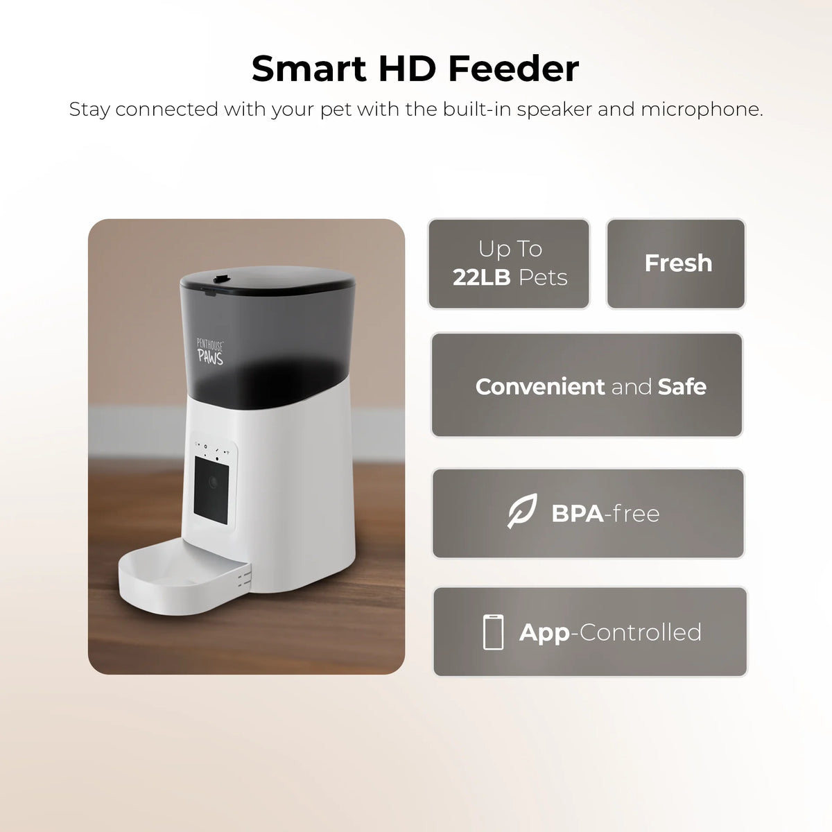 Revolutionize Feeding Time with the Penthouse Paws Smart HD Pet Feeder – 6L Capacity, 1080P Camera, Two-Way Audio, and Meal Scheduling for Happy, Healthy Pets!
