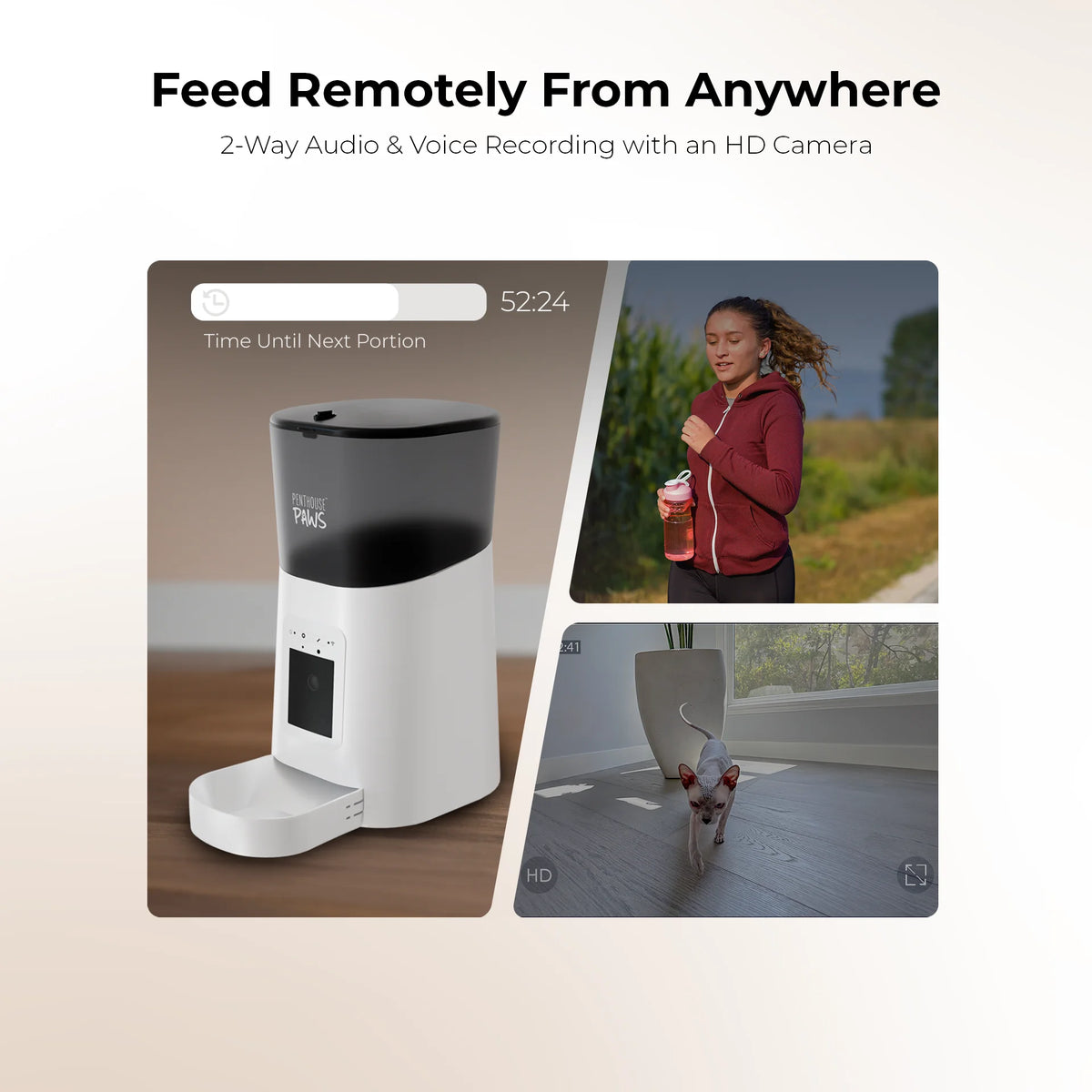 Revolutionize Feeding Time with the Penthouse Paws Smart HD Pet Feeder – 6L Capacity, 1080P Camera, Two-Way Audio, and Meal Scheduling for Happy, Healthy Pets!