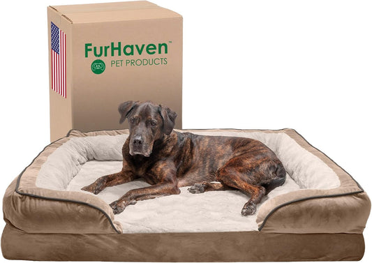 Luxurious Orthopedic Dog Bed with Removable Bolsters & Washable Cover - Ideal for Large Dogs Up to 125 lbs - Plush Brownstone Comfort Sofa