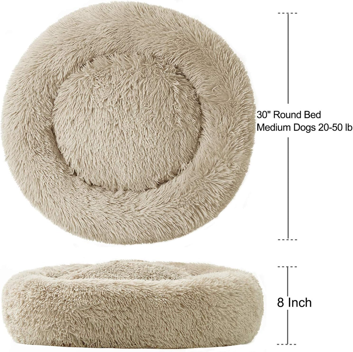 Large Washable Donut Dog Bed - Comfortable Calming Cuddler