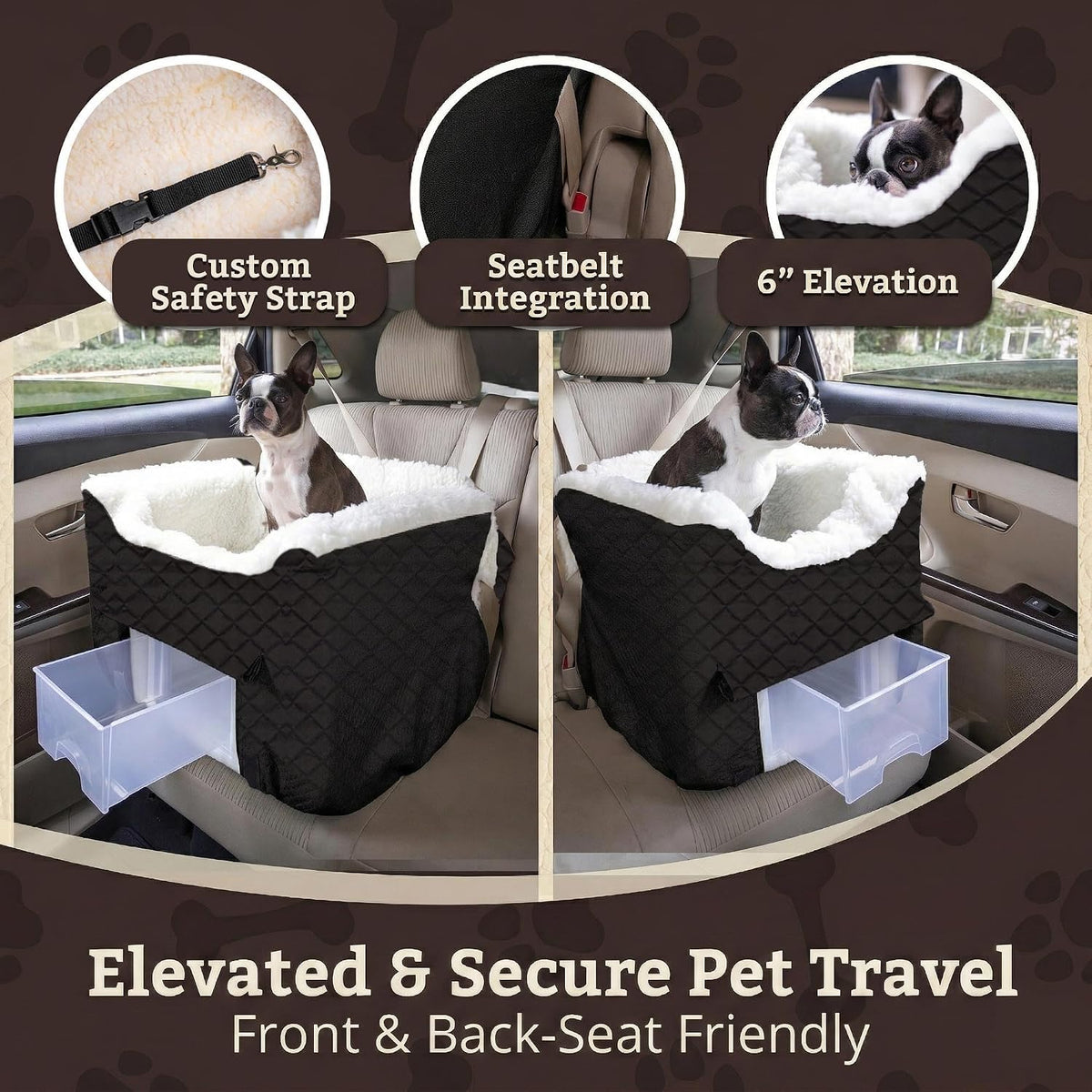Elevate Your Pup's Comfort with the Lookout II Dog Car Seat - Perfect for Small Dogs Up to 18 lbs in Stylish Black Quilted Design