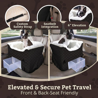 Elevate Your Pup's Comfort with the Lookout II Dog Car Seat - Perfect for Small Dogs Up to 18 lbs in Stylish Black Quilted Design