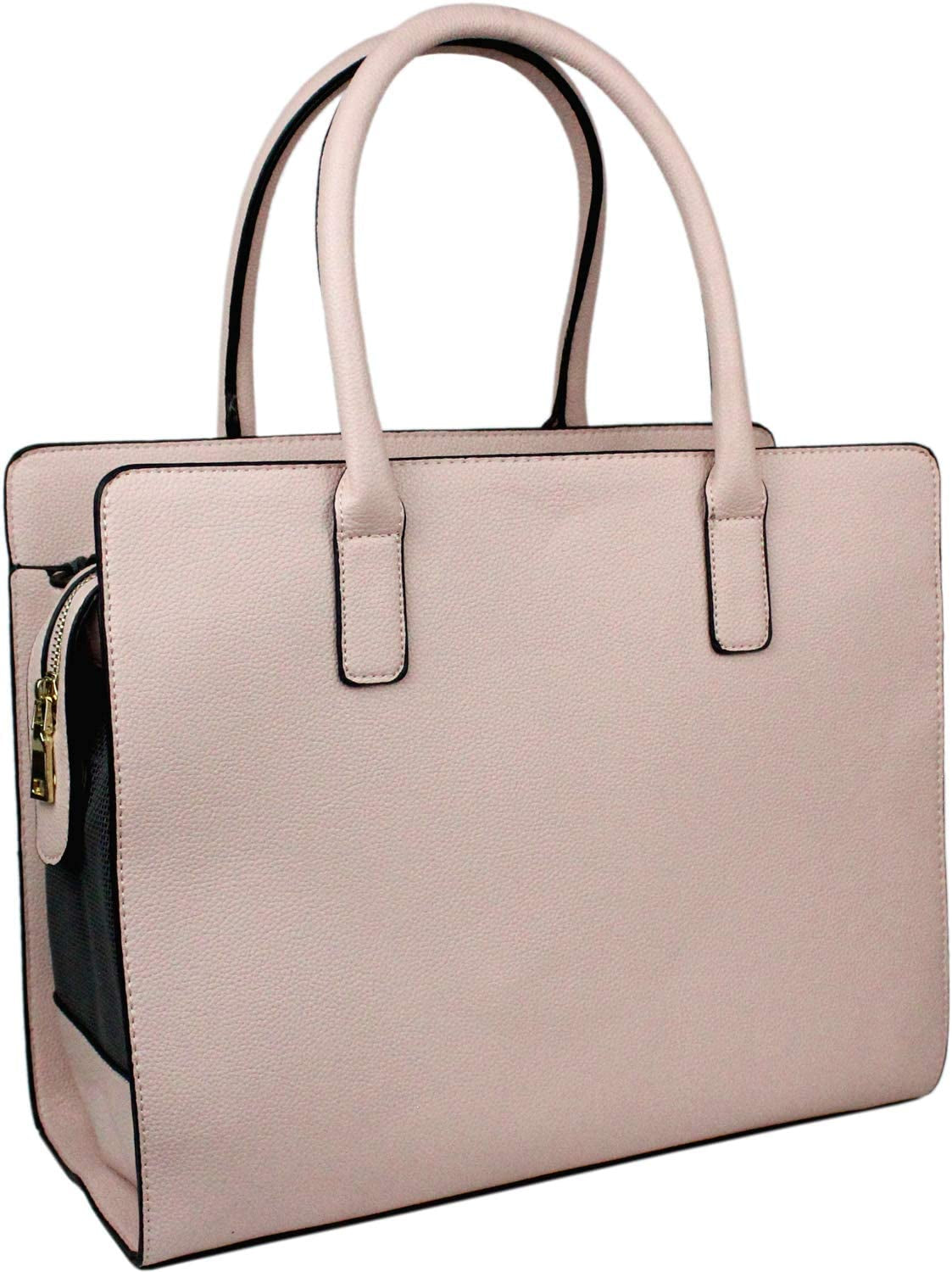 Chic Beige Faux Leather Pet Carrier Purse - Stylish and Airline-Approved for Small to Medium Dogs